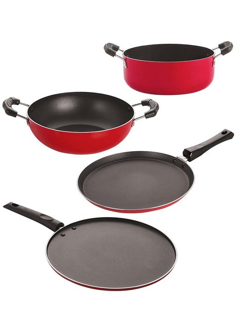 Nirlon Non Stick cookware Set of 4 Pieces Combo with bakelight Handle (FT10_KD14_ST12_CS24)