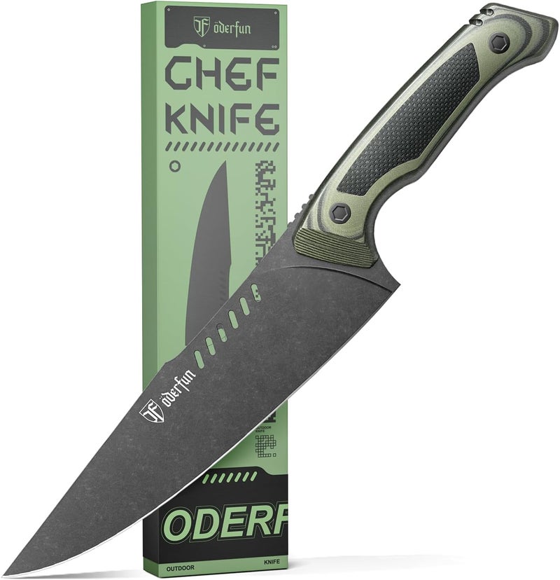 OVERFUN 8 Inch Professional Chef Knife - German Steel Blade with G10 Handle & Full-Tang Construction - Outdoor Kitchen & Survival Gyuto Design - Knife For Men - Image 1
