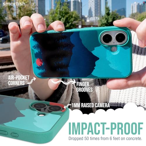 Smartish® iPhone 16 Magnetic Case - Gripmunk Compatible with MagSafe [Lightweight + Protective] Slim & Thin Grip Cover with Microfiber Lining for Apple iPhone 16 - Moving Mountains - Image 4