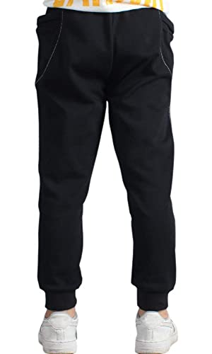 BINPAW Boy's Cotton Jogger Sports Sweat Pants Sweatpants with Side Pockets, Black, 8T-9T(8-9 Years)=Tag 140 - Image 3