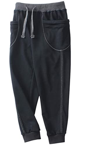 BINPAW Boy's Cotton Jogger Sports Sweat Pants Sweatpants with Side Pockets, Black, 8T-9T(8-9 Years)=Tag 140 - Image 5