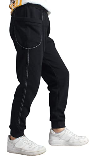 BINPAW Boy's Cotton Jogger Sports Sweat Pants Sweatpants with Side Pockets, Black, 8T-9T(8-9 Years)=Tag 140 - Image 2
