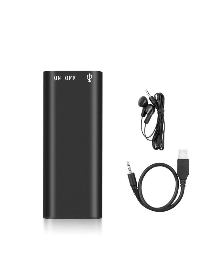 شابية مسجل صوت رقمي صغير محمول (للمحاضرات والمؤتمرات)، مسجل شرائط 3 في 1، مشغل MP3، صوت رقمي احترافي، مسجل صوت صغير مع بطاقة ذاكرة 16 جيجابايت، كابل بيانات، وسماعات رأس (أسود) - Image 1