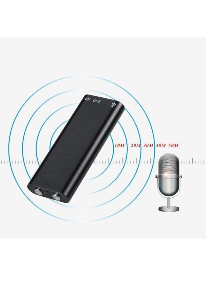 شابية مسجل صوت رقمي صغير محمول (للمحاضرات والمؤتمرات)، مسجل شرائط 3 في 1، مشغل MP3، صوت رقمي احترافي، مسجل صوت صغير مع بطاقة ذاكرة 16 جيجابايت، كابل بيانات، وسماعات رأس (أسود) - Image 2