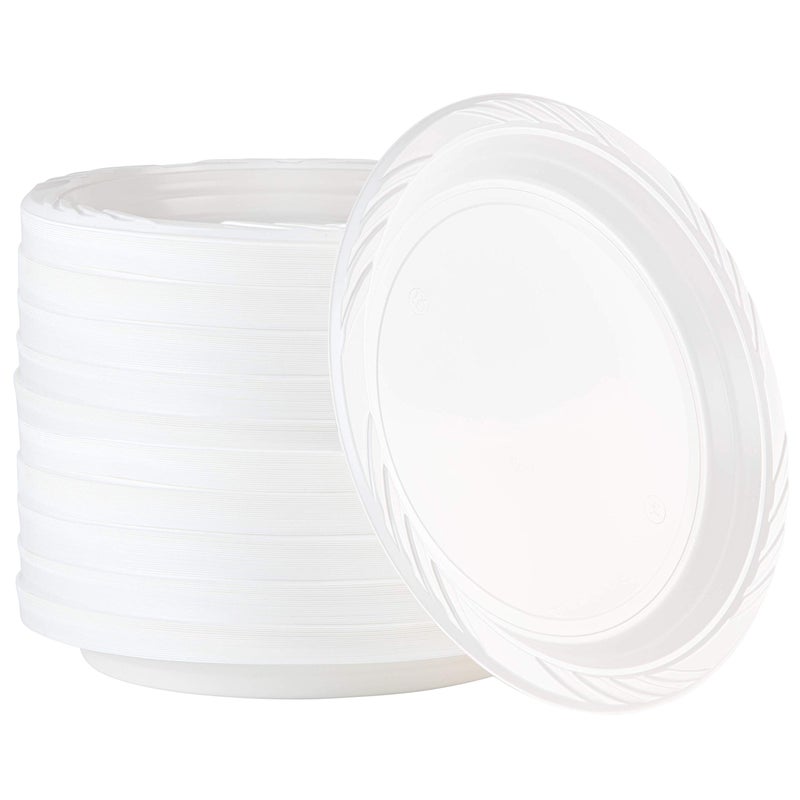 PLASTICPRO PLASTICPRO 400 Count Disposable 10 Inch White Plastic Dinner Plates Extra Large 