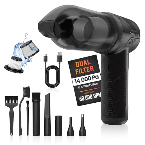 Hedgehog TurboVAC 3 in 1 Portable Car Vacuum Cleaner, Blower & Air Pump - Hand Held Vacuum Cleaner for Car with USB C Rechargeable, 14000PA Powerful Suction, Lightweight Dust Buster for Home & Outdoor - Image 1