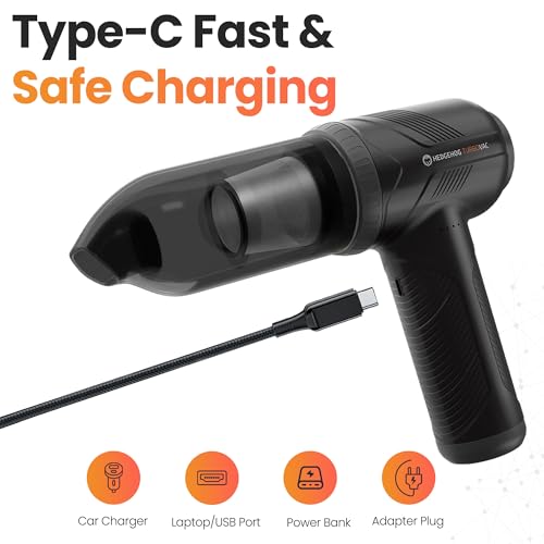 Hedgehog TurboVAC 3 in 1 Portable Car Vacuum Cleaner, Blower & Air Pump - Hand Held Vacuum Cleaner for Car with USB C Rechargeable, 14000PA Powerful Suction, Lightweight Dust Buster for Home & Outdoor - Image 3
