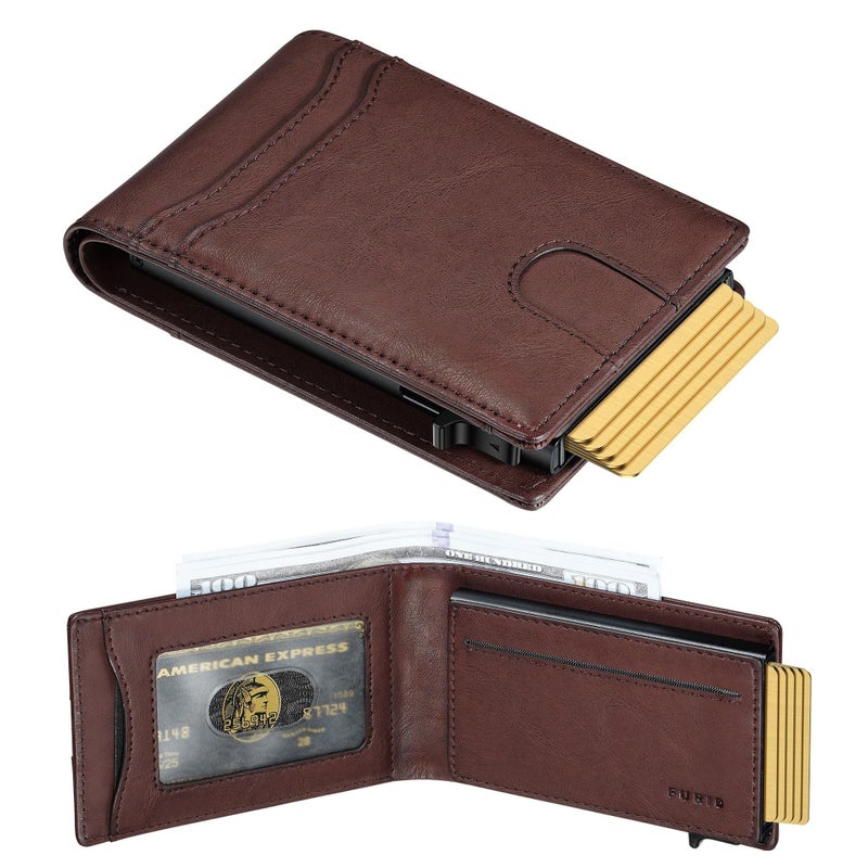 furid Card Wallet For Men Slim: Smart Rfid Minimalist Front Pocket Pop Up Wallet with ID Window - Stocking Stuffers Gifts Boxed for Husband Father at Birthday Anniversary - Image 1