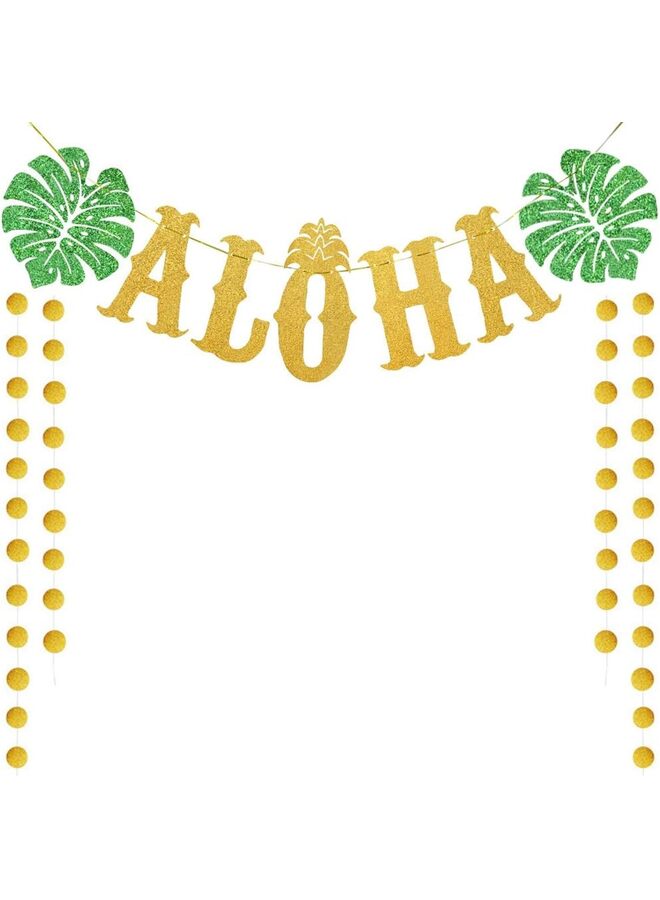 ديكورات لافتات حفلات ألوها هاواي، لافتة لوآو مُثبتة مسبقًا، لافتة ألوها بدون تصميم ذاتي لحفلات ألوها الصيفية الاستوائية على الشاطئ وحمام السباحة ومستلزمات أعياد الميلاد - Image 1