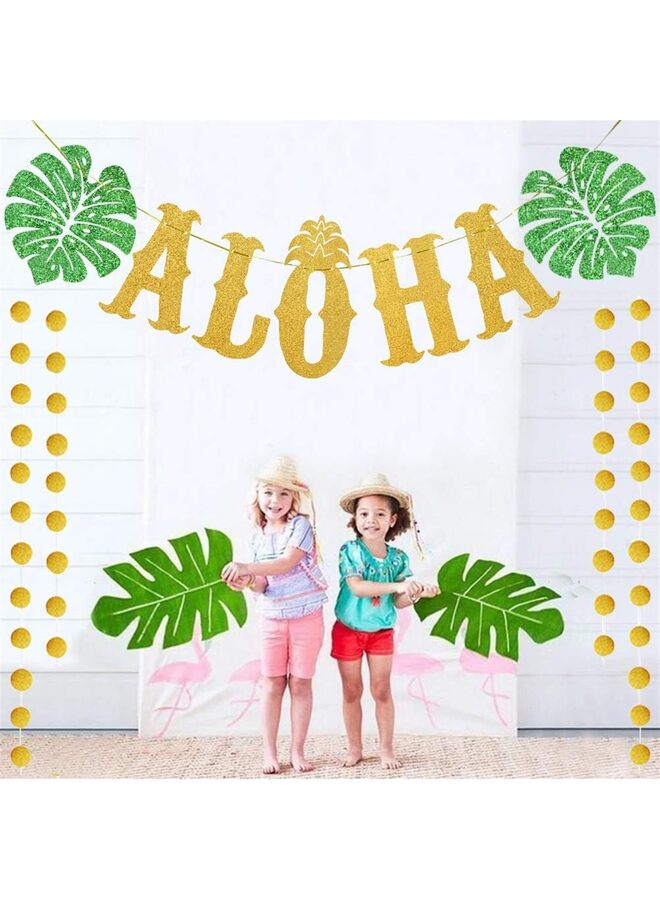 ديكورات لافتات حفلات ألوها هاواي، لافتة لوآو مُثبتة مسبقًا، لافتة ألوها بدون تصميم ذاتي لحفلات ألوها الصيفية الاستوائية على الشاطئ وحمام السباحة ومستلزمات أعياد الميلاد - Image 4