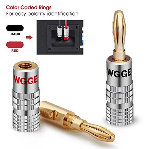 WGGE موصلات الصوت WGGE WG-009 بمقابس موزة، موصل مكبر صوت مزدوج بقفل برغي ذهبي 24 قيراط، لموصلات أسلاك مكبر الصوت، لوحة الحائط، المسرح المنزلي، جهاز استقبال الصوت/الفيديو وأنظمة الصوت (6 أزواج / 12 قطعة) - Image 4