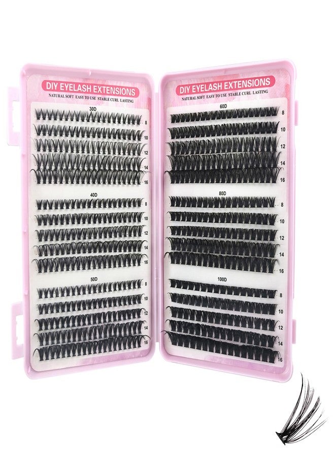 Angzhili 570Pcs/kit Lash Extension Kit,8-16mm Eyelash Extension Kit,DIY Lashes Extension,30D,40D,50D,60D,80D,100D Individual Lashes Clusters - Image 1
