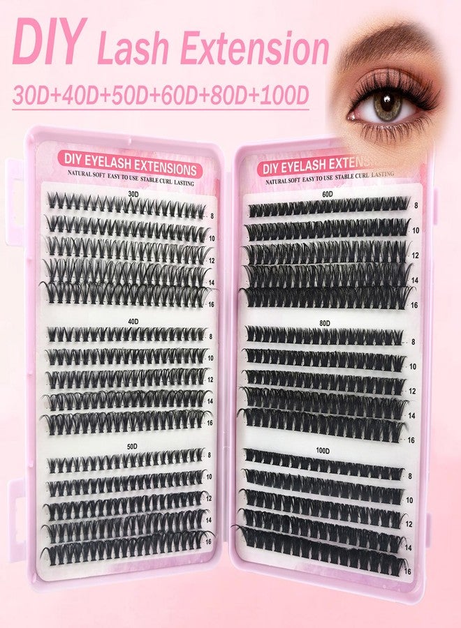 Angzhili 570Pcs/kit Lash Extension Kit,8-16mm Eyelash Extension Kit,DIY Lashes Extension,30D,40D,50D,60D,80D,100D Individual Lashes Clusters - Image 2
