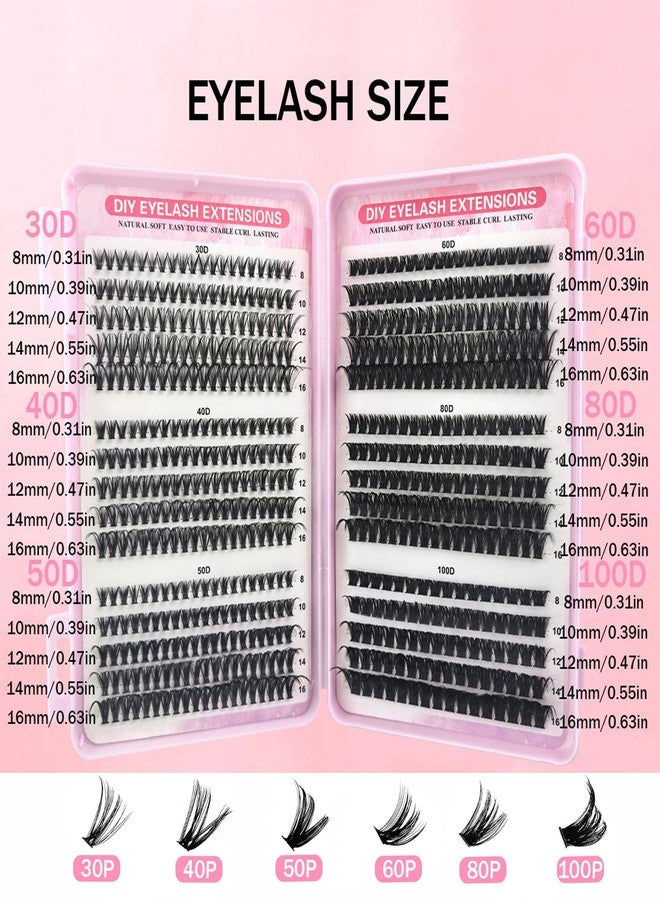 Angzhili 570Pcs/kit Lash Extension Kit,8-16mm Eyelash Extension Kit,DIY Lashes Extension,30D,40D,50D,60D,80D,100D Individual Lashes Clusters - Image 3