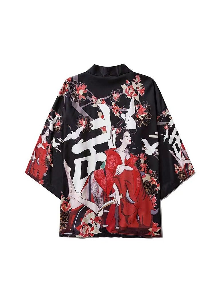 Loquat New China-Chic Element 3D Printing Cardigan Loose Men's Cape - Image 1