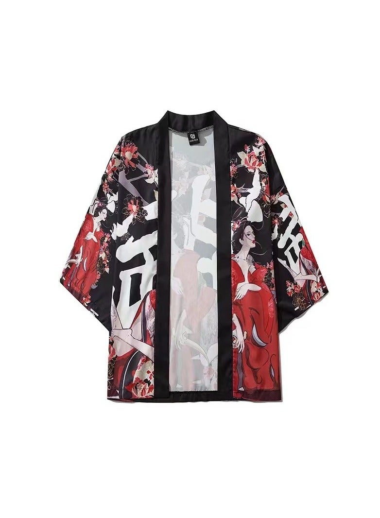 Loquat New China-Chic Element 3D Printing Cardigan Loose Men's Cape - Image 2