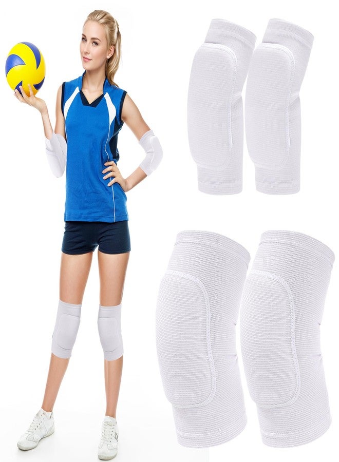 obmwang Volleyball Knee Pads and Volleyball Arm Pads Set for Kids Youth Volleyball Yoga Dance Football Basketball Running (White, Small) - Image 4