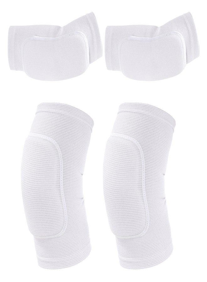 obmwang Volleyball Knee Pads and Volleyball Arm Pads Set for Kids Youth Volleyball Yoga Dance Football Basketball Running (White, Small) - Image 1