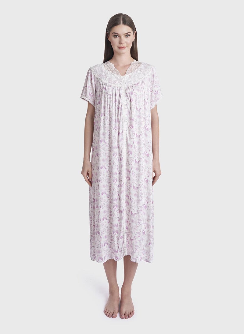 KASHKHA Floral Print Mini Nightwear Dress - Image 1