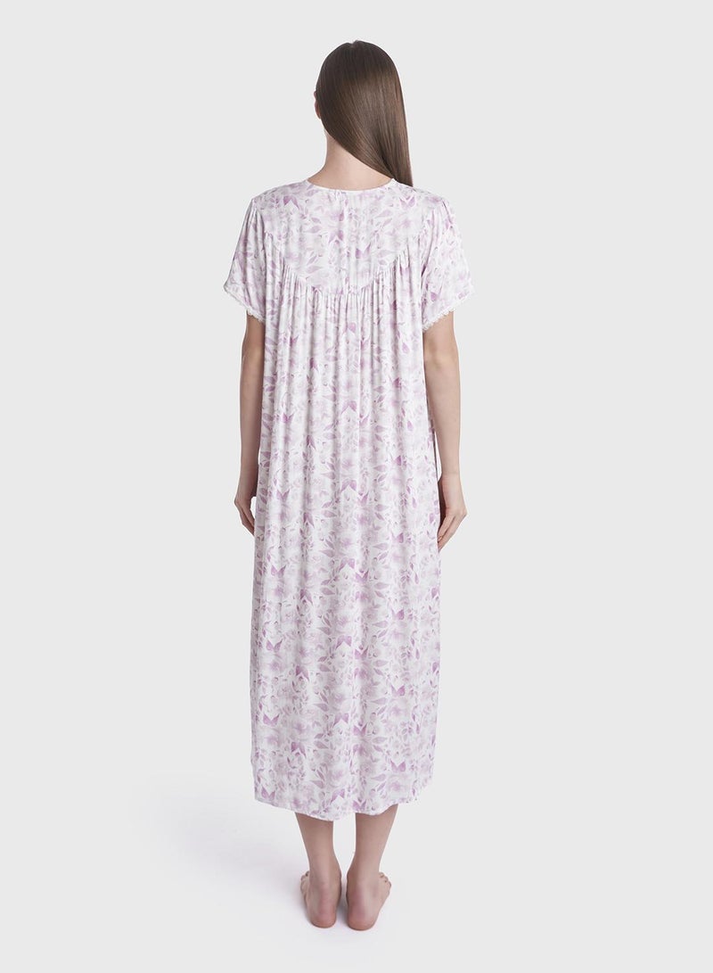 KASHKHA Floral Print Mini Nightwear Dress - Image 3