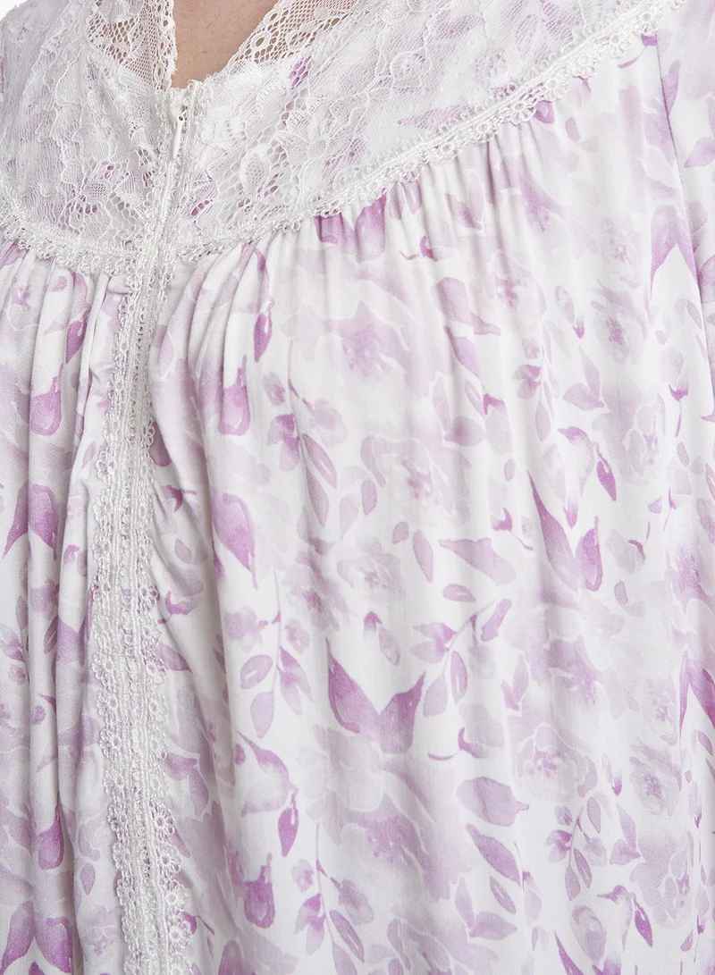 KASHKHA Floral Print Mini Nightwear Dress