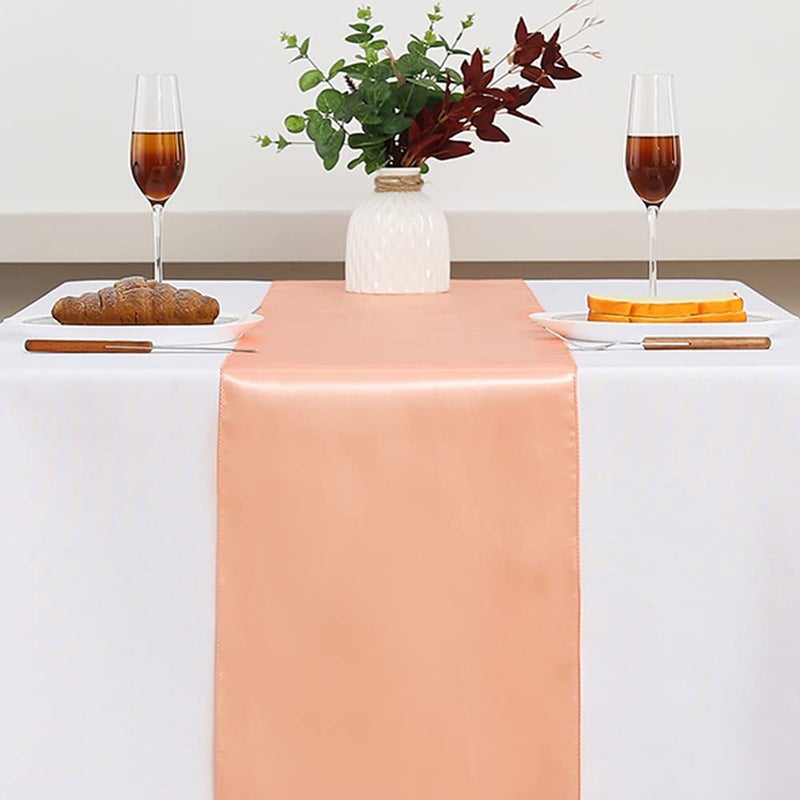 Satin Peach Table Runners 10 Pack for Wedding Parties  Gankar 12 x 108 inches Long Ribbon Table Runners Birthday Banquet Hotel Restaurant Decorations Peach 10 Pieces