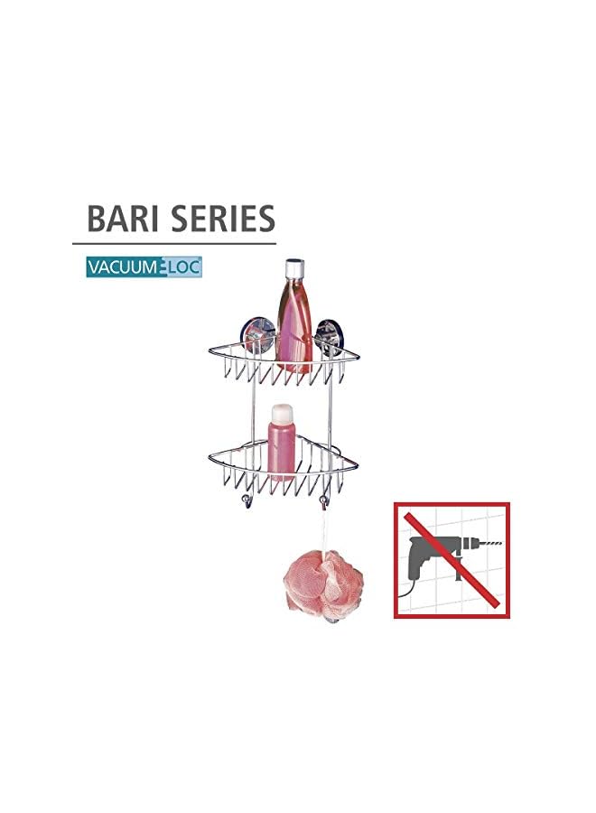 Raxoom Vacuum-Loc® Bathroom 2-Tier Corner Rack Bari, Steel, Adjustable Bath & Shower Storage, Easy Install with No Drilling, 22.5x29.5x16cm, Chrome - Image 3