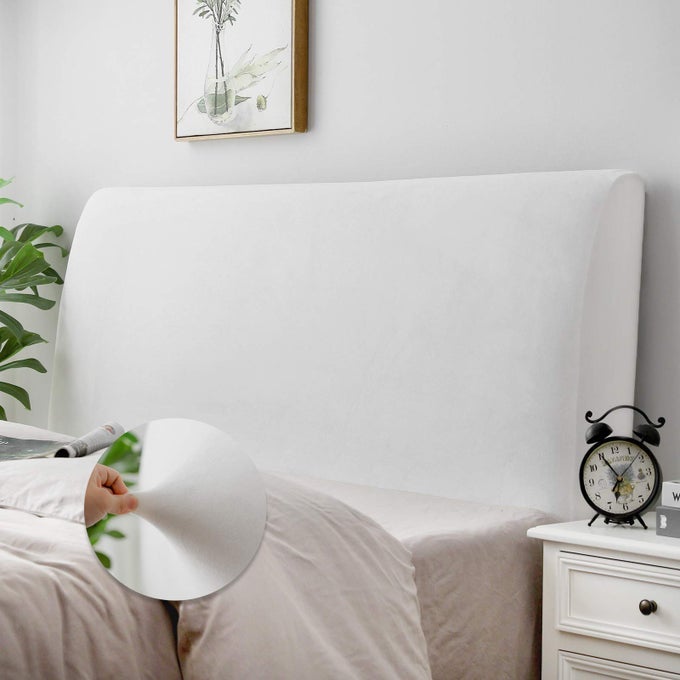 BED HEADBOARD COVER FOR QUEEN STRETCH BED HEADBOARD SLIPCOVER COVERS DUSTPROOF PROTECTOR VELVET COVER FOR UPHOLSTERED HEADBOARD WHITE FOR QUEEN HEADBOARD 5967