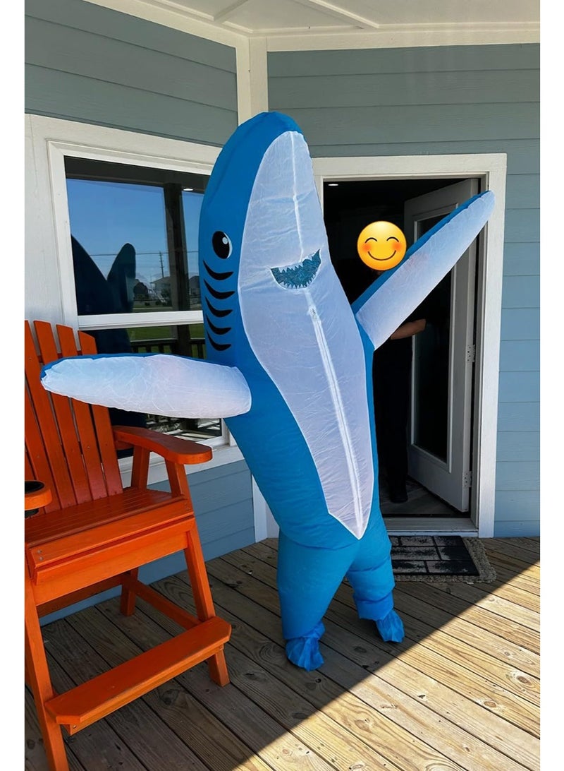 TAPIT Inflatable Blue Shark Costume for Adult, Funny Inflation Jumpsuit, Halloween Performance Party Costumes for Men and Women, Funny Blow Up Costumes ﻿ - Image 5