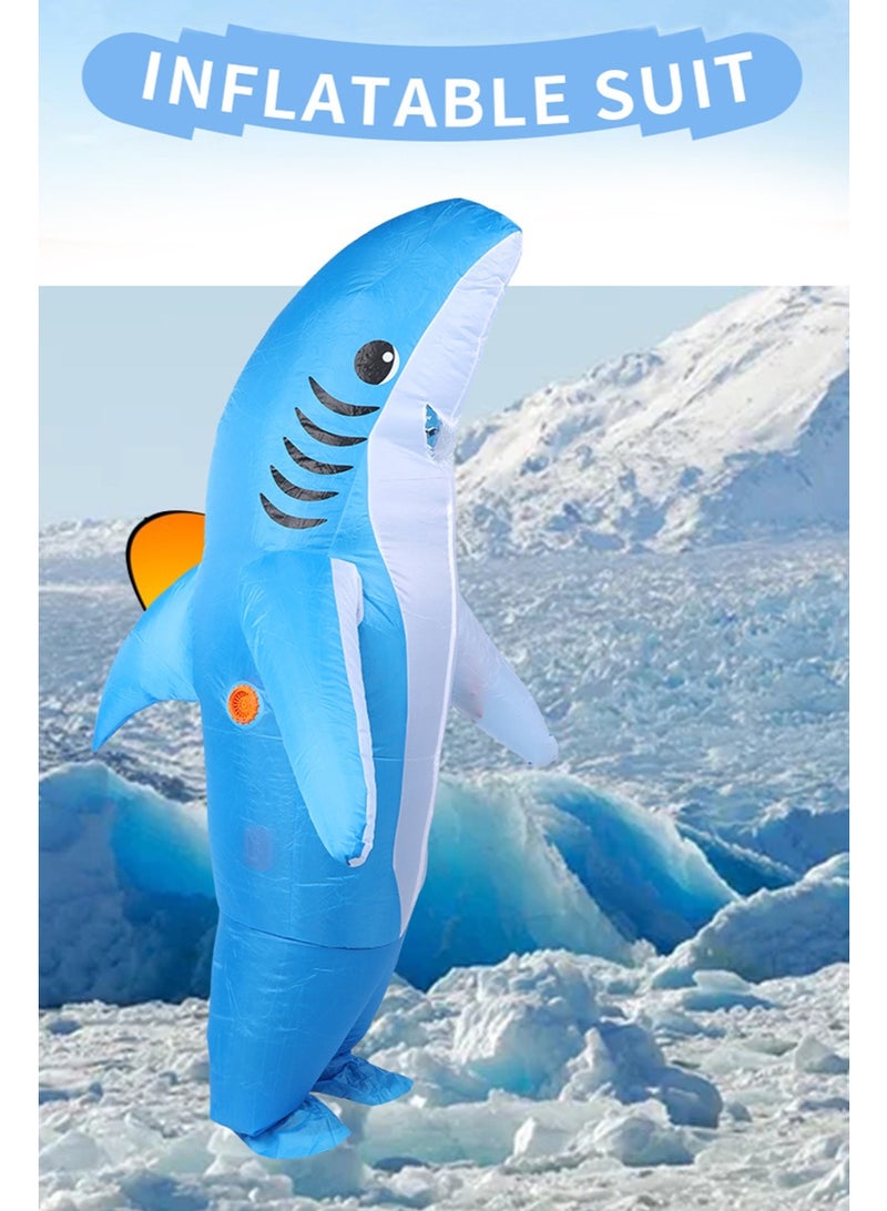 TAPIT Inflatable Blue Shark Costume for Adult, Funny Inflation Jumpsuit, Halloween Performance Party Costumes for Men and Women, Funny Blow Up Costumes ﻿ - Image 2