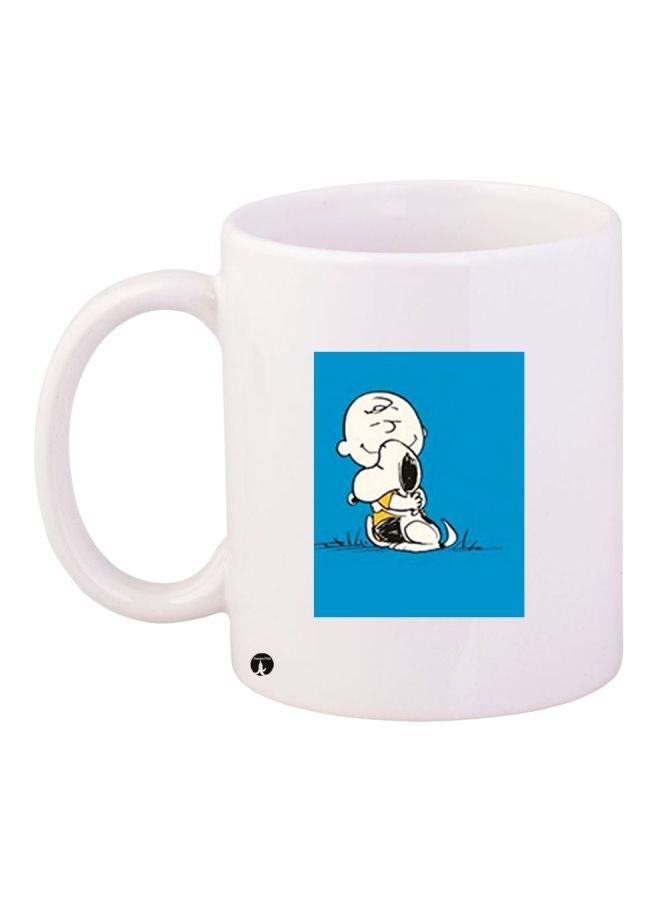 RYN Cartoon Printed Coffee Mug White/Blue/Black 11ounce