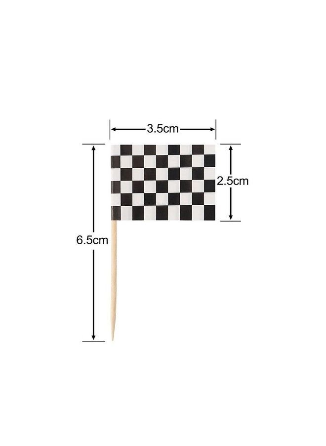 Pangda 100 Pack Checkered Racing Flag Toothpicks Cupcake Picks Toothpick Flag Dinner Flags Race Car Cake Toppers Decorations Party Supplies  - Image 3