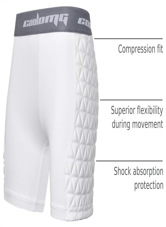 COOLOMG Womens Softball Sliding Shorts Padded Compression Sliders White - Image 4