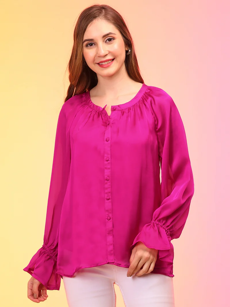 globus Women Round Neck Raglan Sleeves Party Top