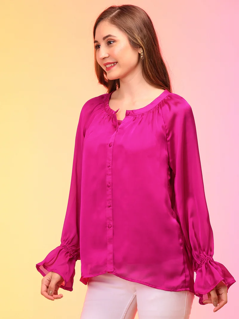 globus Women Round Neck Raglan Sleeves Party Top