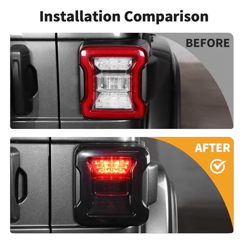 JWWY Tail Light Lamp Taillight TailLamp Rear Light Garnish Cover Trim Fit for 2018-2025+ Jeep Wrangler JL/JLU Exterior Accessories Blackened(Smoked Black) - Image 2