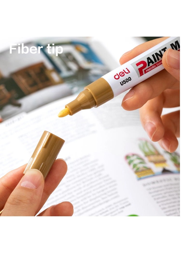 Deli قلم تحديد برأس رصاصي مكون من 12 قطعة باللون الذهبي - Image 3