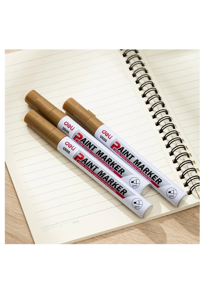 Deli قلم تحديد برأس رصاصي مكون من 12 قطعة باللون الذهبي - Image 5