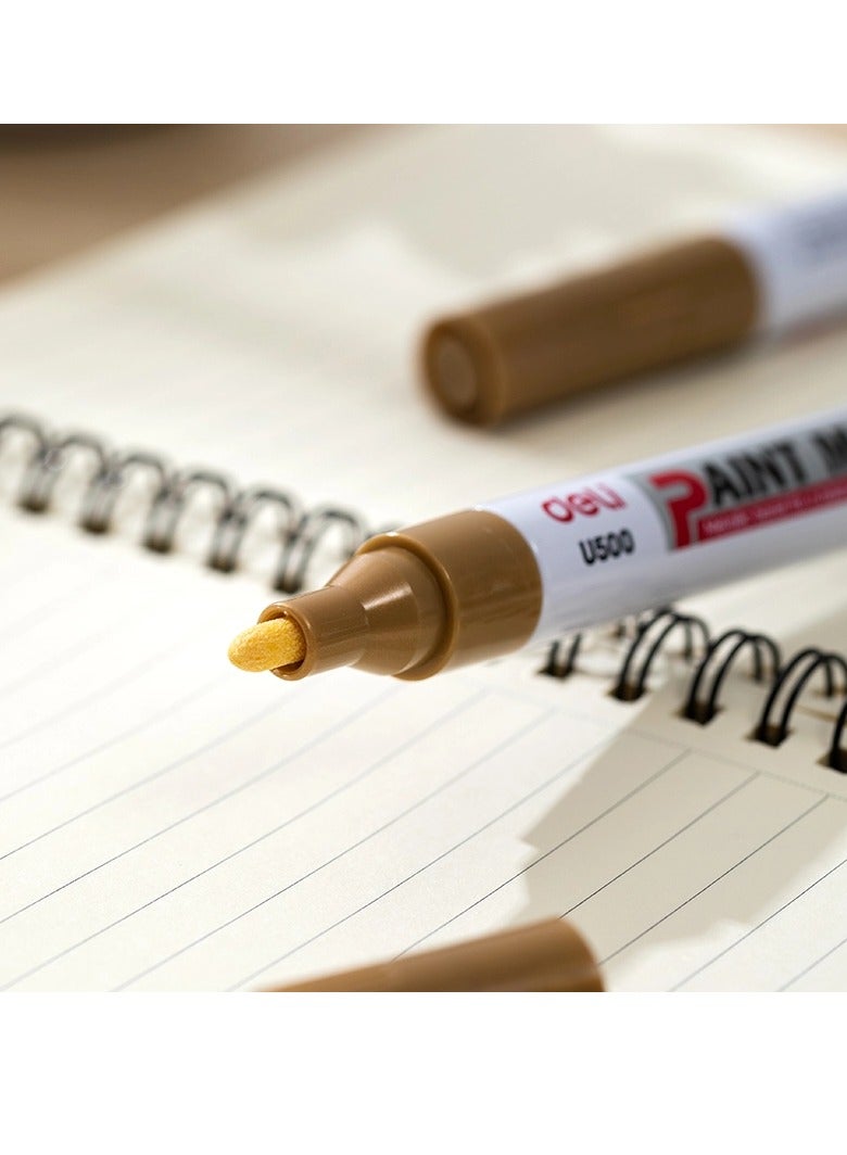 Deli قلم تحديد برأس رصاصي مكون من 12 قطعة باللون الذهبي - Image 2