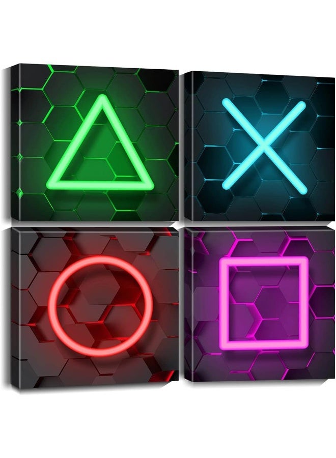 Biufo Game Room Wall Decor Wall Art Pictures Gaming Symbols Print Painting for Boys Kids Room Playroom Decoration (Black A, Large) - Image 1
