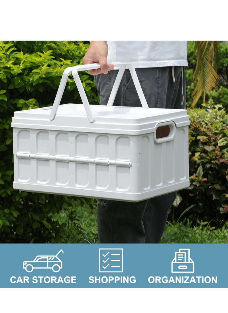 Arabest - Collapsible Storage Bins with Lids-41L Folding Plastic Stackable Storage Container Box Large Heavy Duty Utility Crates, Solid Wall, 3 Pack - Image 1