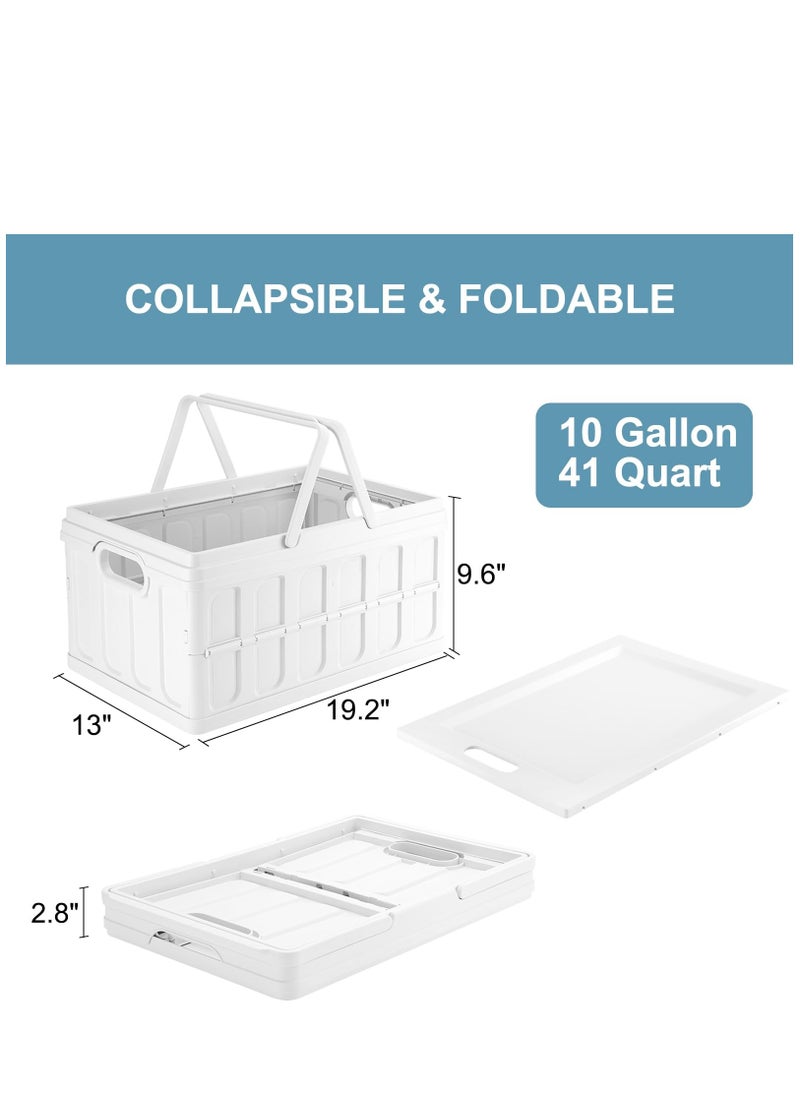 Arabest - Collapsible Storage Bins with Lids-41L Folding Plastic Stackable Storage Container Box Large Heavy Duty Utility Crates, Solid Wall, 3 Pack - Image 1