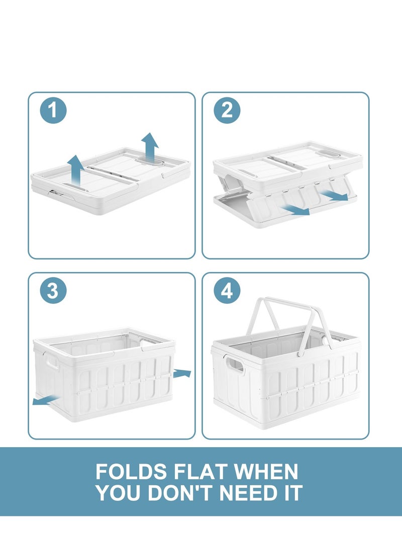 Arabest - Collapsible Storage Bins with Lids-41L Folding Plastic Stackable Storage Container Box Large Heavy Duty Utility Crates, Solid Wall, 3 Pack - Image 1