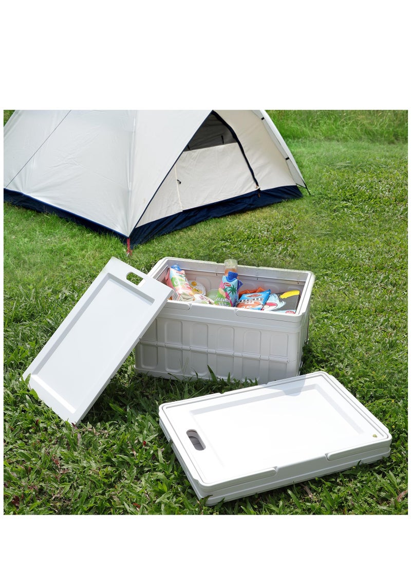Arabest - Collapsible Storage Bins with Lids-41L Folding Plastic Stackable Storage Container Box Large Heavy Duty Utility Crates, Solid Wall, 3 Pack - Image 1