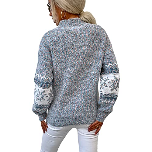 JUNBOON Women's Crewneck Long Sleeve Christmas Snowflake Holiday Pullover Sweater Jumper - Image 4
