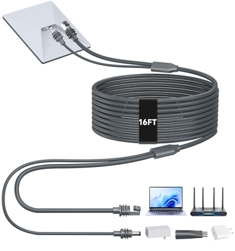 HanCenDa 2 in 1 for Starlink Mini Ethernet Cable 164FT5M for Starlink Mini Cable RJ45 Ethernet Cable DC to DC DC to C Power Cable Relacement Waterproof Accessries for Boat Car - Image 1