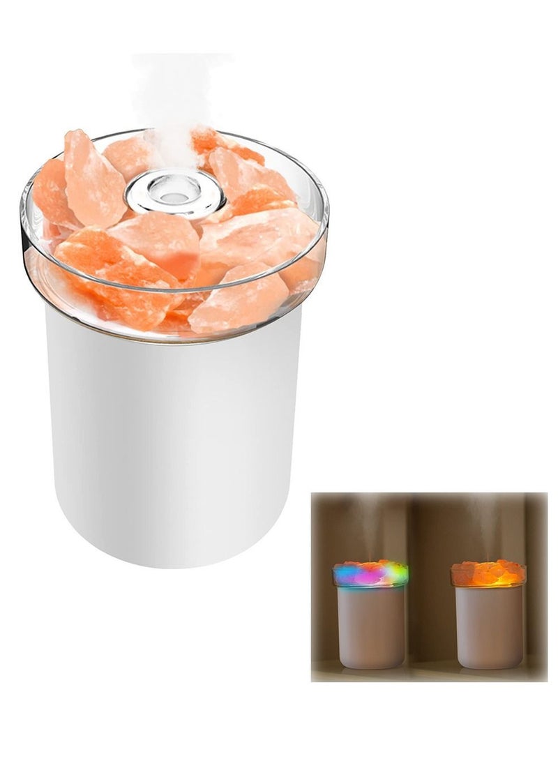 واي آند دي Small Humidifier with Crystal Salt Stone, Dual Nozzles Air Mist , Top Fill Essential Oil Diffuser Desktop for Baby Bedroom Office - Image 1