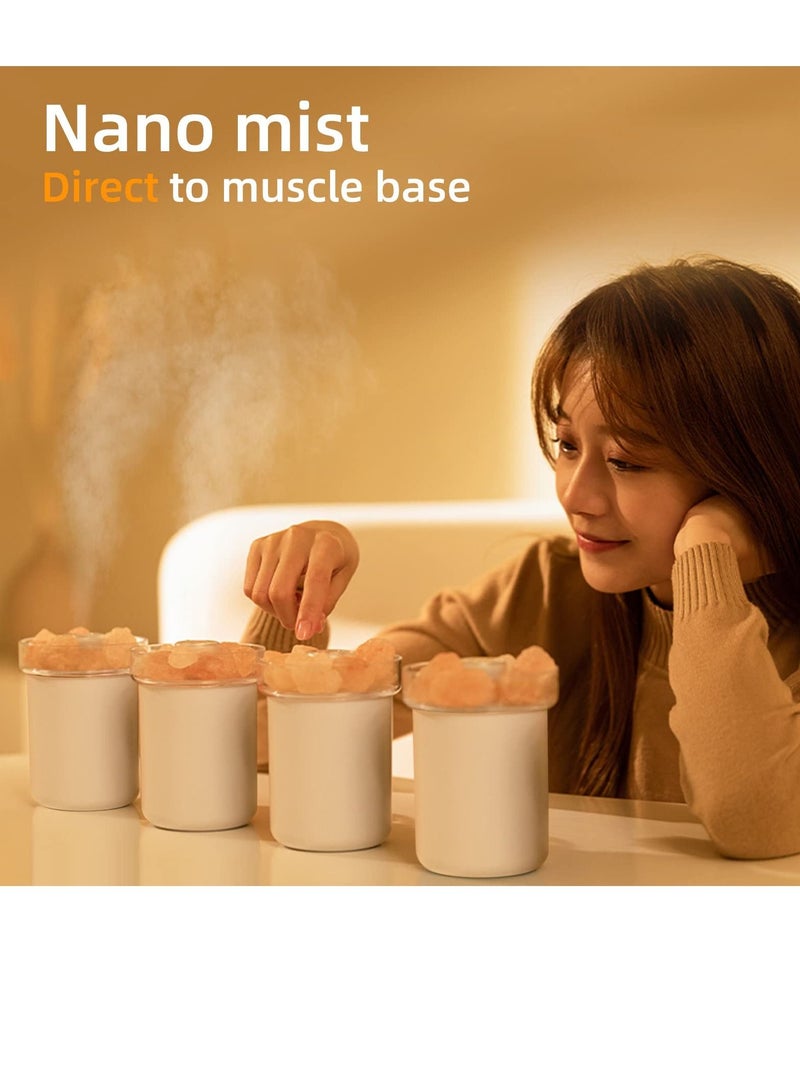 واي آند دي Small Humidifier with Crystal Salt Stone, Dual Nozzles Air Mist , Top Fill Essential Oil Diffuser Desktop for Baby Bedroom Office - Image 4