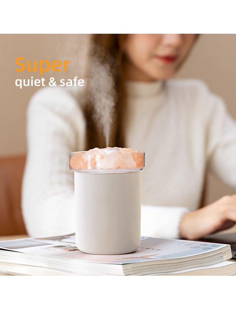 واي آند دي Small Humidifier with Crystal Salt Stone, Dual Nozzles Air Mist , Top Fill Essential Oil Diffuser Desktop for Baby Bedroom Office - Image 3