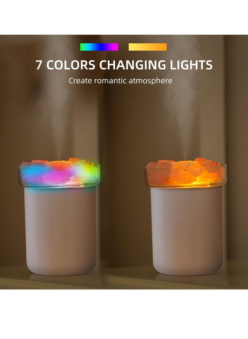 واي آند دي Small Humidifier with Crystal Salt Stone, Dual Nozzles Air Mist , Top Fill Essential Oil Diffuser Desktop for Baby Bedroom Office - Image 5